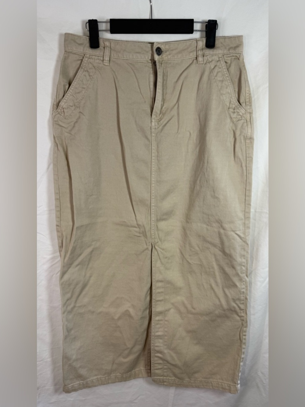 Cotton On Khaki Cotton Midi Skirt High Waist Casual‎ Pencil Skirt Size 8